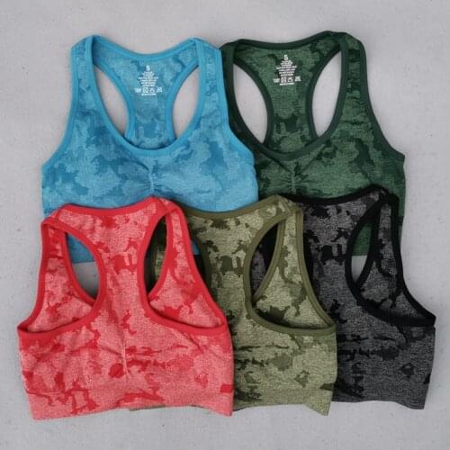 Adapt Camo Seamless Sports Bra Medium Support Running Racerback Yoga Bra Vest Type Brassiere Woman Fitness Bra Top Activewear