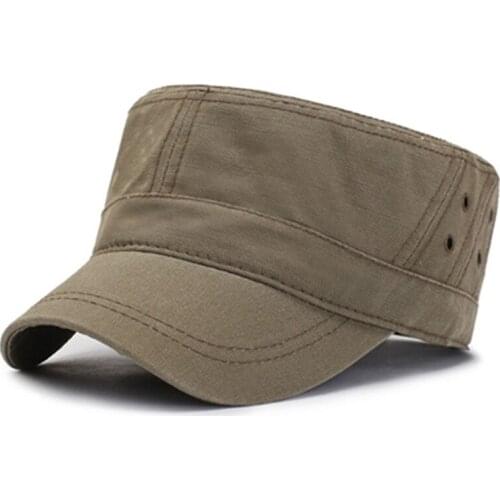 New Mens Flat Cap Washable Cotton Army Military Hats Snapback Cap Adjustable Size Simple Casual Men Bone Breathable Sports Caps