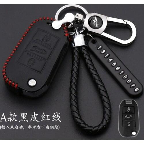 Leather 3 Button All inclusive Car Key Case Cover For Peugeot 107 308sw 407 208 508 408 2018 Accessories Protection Shell