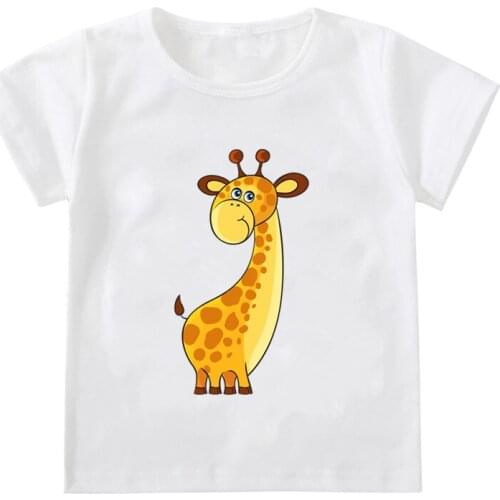 Summer Fashion Kids Boys Girls T Shirt Cute Cartoon Tshir Giraffe Print Tshirt Short Sleeve Children Clothes T-shirts for 1-12T
