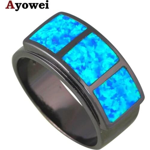 Hot Sell Wonderful Blue Fire Opal Silver Stamped Wholesale & Retail Fashion Jewelry Rings USA Size #7#8#9 OR809A