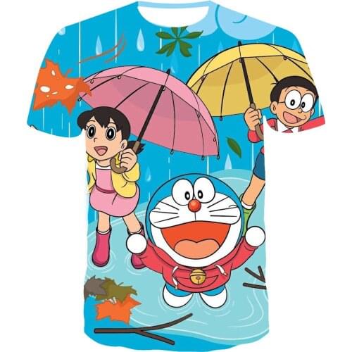 Cartoon Doraemon 3D T Shirt Summer Boy Girl Student Tee Tops Children Cool Breathable Short Sleeve Men Women Clothing Tee Shirt
