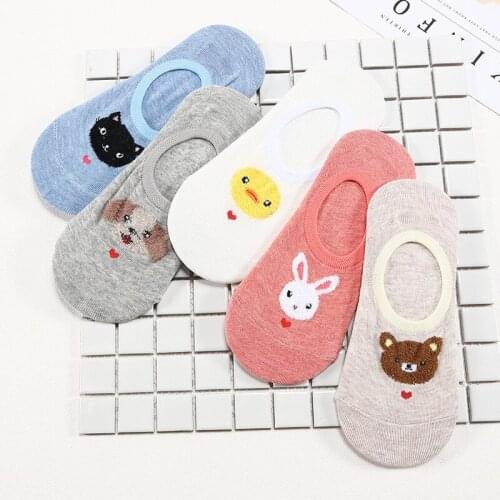 10 Piece=5 Pairs/Lot Cute Animal Women Set Funny Spring Cat Dog Rabbit Panda Low Cut Short Socks