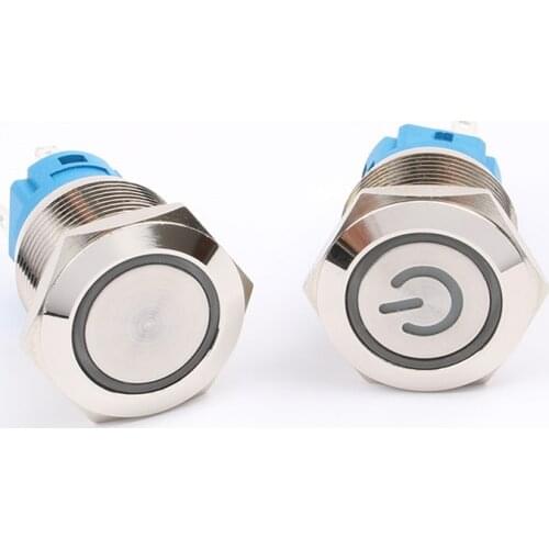 New type 19mm Waterproof Momentary latching Stainless Steel Metal Doorbell Bell Horn Push Button Switch LED Car Auto Engine PC