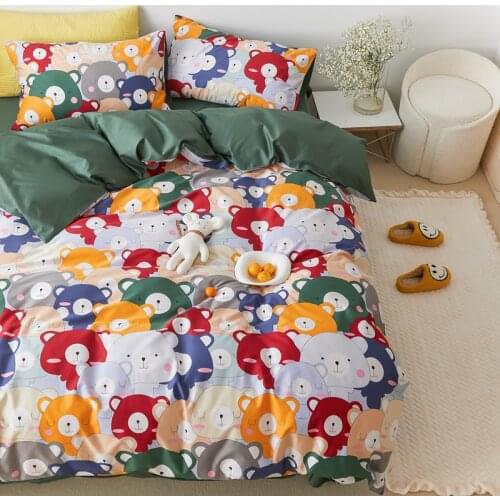 New Cartoon Series 600TC Egyptian Cotton Duvet Cover Flat Sheet Pillowcase Luxury Bed Linens Bedding Set Queen King 4pcs #sw