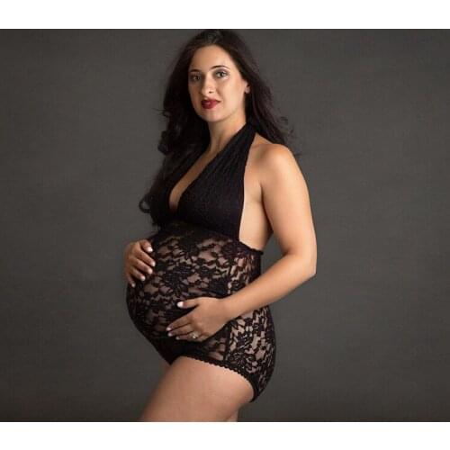Maternity Photography Props Bodysuits Halter Backless Maternity Bodysuit Photography Wear Pregnancy Shooting Jumpsuits