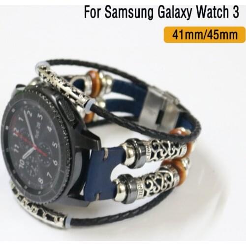 22mm 20mm High Quality PU Leather Strap for Samsung Galaxy Watch 3 Band 41mm 45mm/46mm/42mm/Active 2 1 Bracelet
