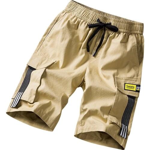 Streetwear Shorts Black Summer Fashion Cotton Side Pockets Breeches Bermuda Male Elastic Waist Band Casual Cargo Shorts Men