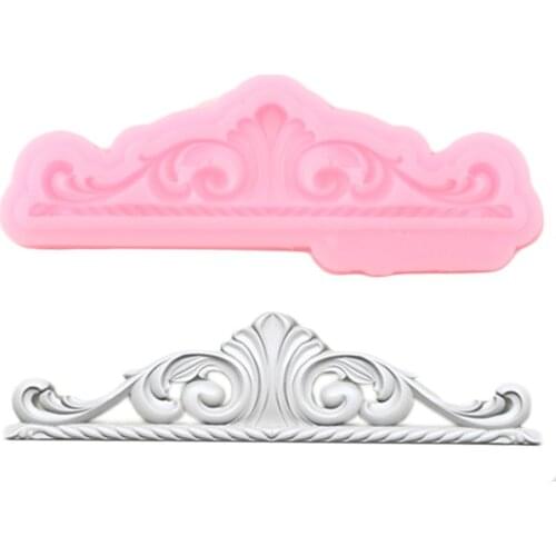 Scroll Relief Cake Border Silicone Molds Cupcake Topper Fondant Mold Baby Birthday Cake Decorating Tools Candy Chocolate Moulds