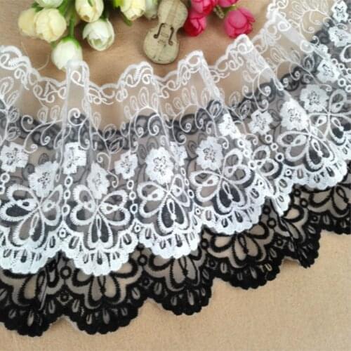 Wide 12cm High Quality Organza Tulle Fine Lace Fabric For Wedding Dress Neckline Collar DIY Embroidery Edge For Sewing Supplies
