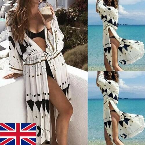 UK Women Cover Up Summer Lace Crochet Bikini Swimwear Beach Dress Bathing