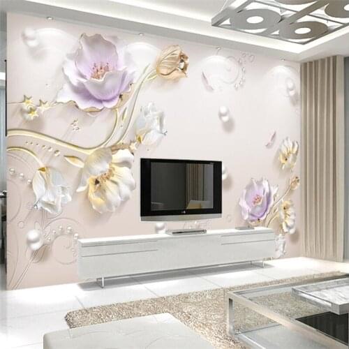 Wellyu Jewelry relief simple and stylish fashion tulip background wall custom large fresco silk silk wallpaper