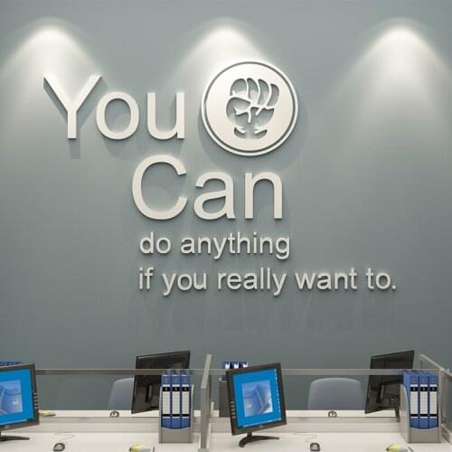 WS220 Office decoration creative corporate culture wall company background wall stickers 3D motivation letter slogan