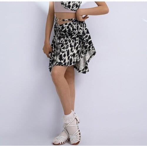 Latin Dance Skirt For Kids Leopard/Black Practice Clothing Professional Rumba Tango Samba Cha Cha Dance Training Clothes DWY5500