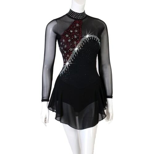 Women Elegant Lyrical Dance B047 crystal rhinestonFigure Skating Leotards Dress Ballerina Dance Performance Gymnastic Costume