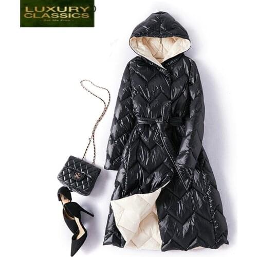Women Winter Down Jacket 90% White Duck Down Parka Long Down Coats Female Slim Hooded Clothes 2021 Doudoune Femme LWL1289