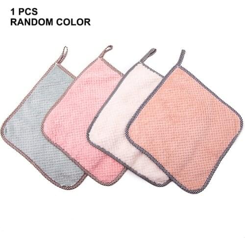 1 Pc Kitchen Dish Towel Dish Cloth Kitchen Rag Non-Stick Oil Thickened Table Cleaning Cloth Absorbent Scourer Random Color