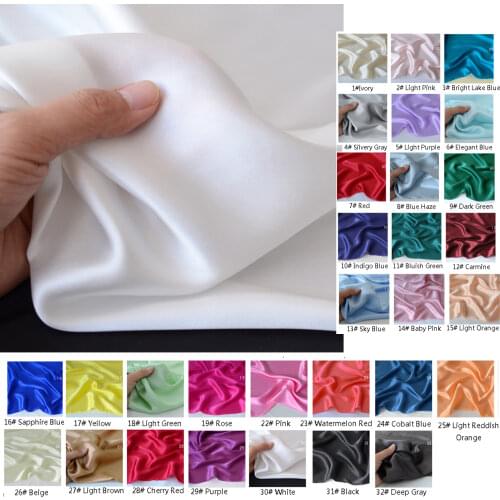100% Pure Mulberry Silk Fabric Solid Color 16mm Plain Dyed Silk for DIY Sewing Width 114cm by the Meter
