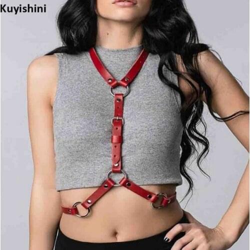 100% Handcrafted Halter Choker Harness Sexy Women Leather Waist BeltsWaist Straps Body Bondage