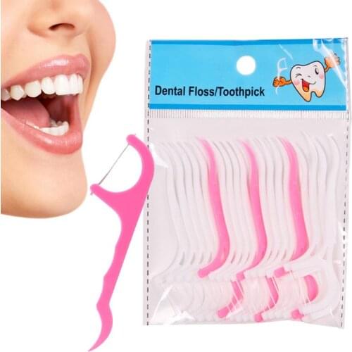 20/40/50 Dental Floss Sticks Tooth Picks Teeth Plaque Remover Interdental 2 In 1 Family Packing Safety Disposable Oral Care