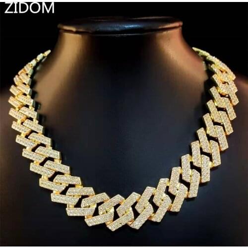 20mm Hip Hop iced out bling Chain Necklaces pave setting Rhinestone Men Hiphop rhombus Cuban Chains Necklace fashion jewelry