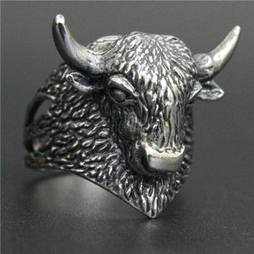 2017 New Bull Head Ring 316L Stainless Steel Mens Women Fashion Cool Yak ring
