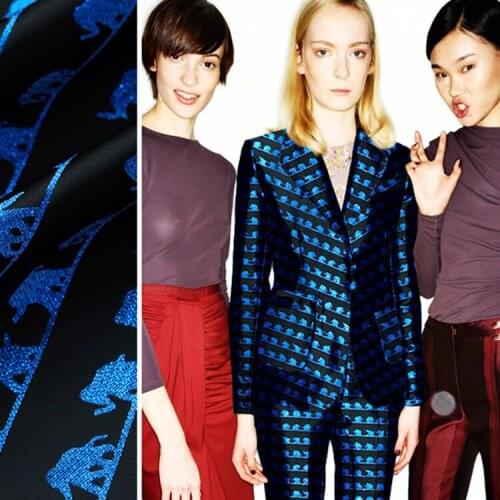 2017 Vintage stereo jacquard brocade fabric imported fashion profile blue windbreaker jacket fabric