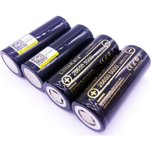 4PCS LiitoKala 26650-50A 5000mah 26650 Li-ion 3.7v Rechargeable Battery for Flashlight 20A