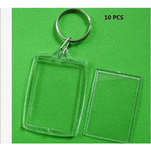 5pcs/Lot Rectangle Transparent Blank Acrylic Insert Photo Picture Frame Keyring Keychain DIY Split Ring Key Chain