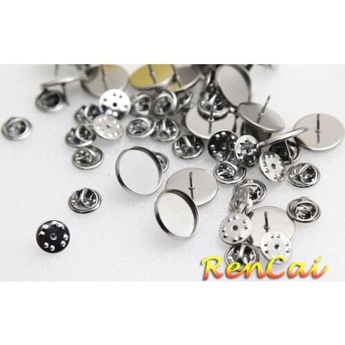 50pcs Stainless Steel Round Brooch Cabochon Base Blank With Butterfly Clasp Push DIY Making Variety Brooch Accessories 6-18mm
