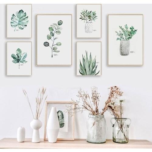 Watercolor Plants Leaf Canvas Poster Nordic Style Print Scandinavian Wall Art Painting Decoration Pictures Minimalist Home Decor