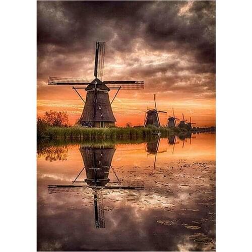 Diamond Embroidery Dutch windmill 5D Diy Diamond Painting Cross Stitch Picture of Rhinestone Mosaic Wedding decorationsZP-979