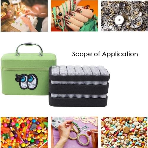 Diamond Storage Box with 84 Plastic Clear Bottles Cartoon Pattern Large Capacity Portble Organizer Box Carry Case for Nail Tool