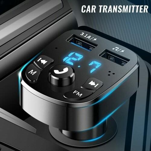 Car Wireless Bluetooth Handfree FM Transmitter Dual USB Car Fast Charger Adapter MP3 Music Player Support TFCard U Disk