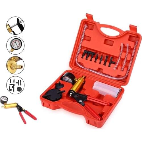 Automotive Brake Fluid Bleeder & Vacuum Pump Test Tuner Tool Kit Hand Held Vacuum Gauge for Car & Truck