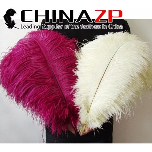 CHINAZP White Ostrich Feather 16-18 inch (40~45cm) Wholesale 50pcs/lot for Wedding Party Christmas Decorations