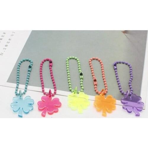 Cute Tag Chain Four Leaf Clover Acrylic Pendant Keychain Keyring Backpack Fashion Jewelry Decoration Gift
