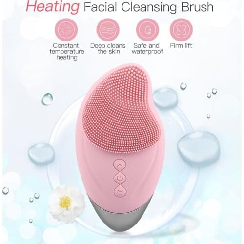 Electric Cleaning Brush Eye Massager Sonic Silicone Facial Cleanser Heating USB Deep Pore Clean Washing Beauty Skin Care Tool 53