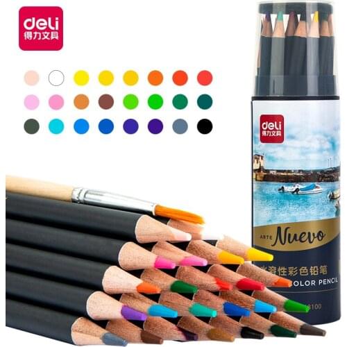 Deli Art Colored Pencil Set for Painting Professional Wooden Watercolor Design Graffiti Stationery Supplies For School Children
