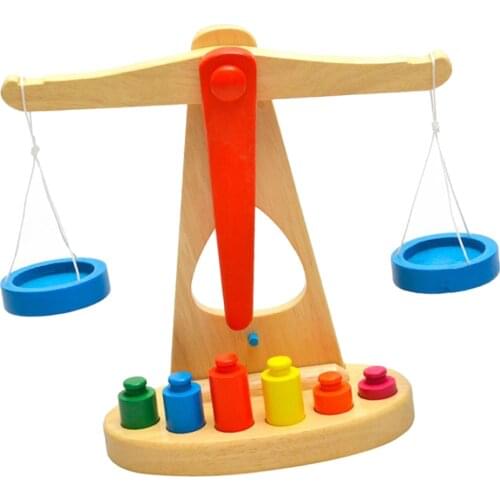 Montessori Wooden Balance Beam Scale Toy Weight Balance Game Toy For Toddler Kids