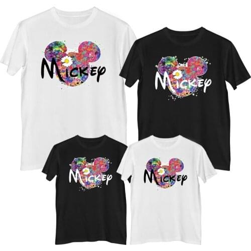 Disney Mickey Mouse Minnie Mouse T-shirt Summer Comfortable 100%cotton Woman T-shirts Girl clothes mother and daughter clothes