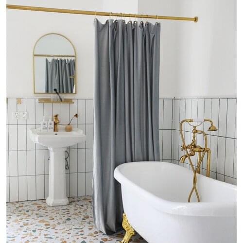 Double-layer Velvet Shower Curtain Set Free Perforated Waterproof Cloth Warm Door Curtain Bathroom Curtain Partition Curtain