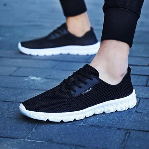 Large Size Breathing Sports Sneakers Mens Running Shoes Women Sport Shoes Male Summer Mens Shoes Jogging Black Footwear D-423