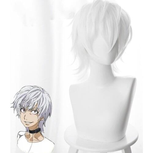 Anime Toaru Majutsu No Index Accelerator Cosplay Wig for Man Boys Short White Heat Resistant Synthetic Hair +Free White Cap