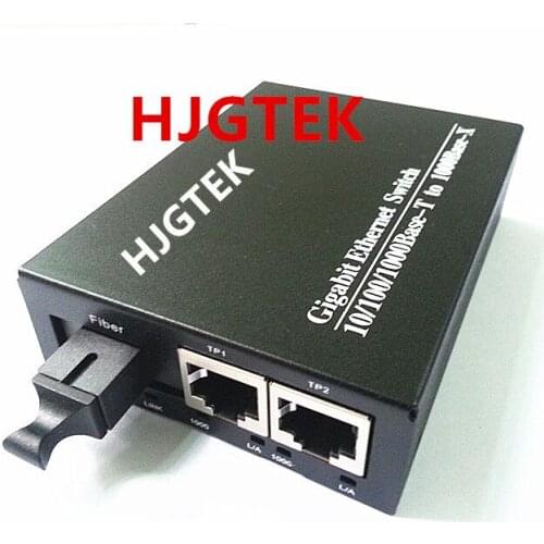 20km 10/100/1000M Fiber Media converter/transceiver/Gigabit Ethernet switch, 1FX+ 2 RJ45 ports, single mode single fiber
