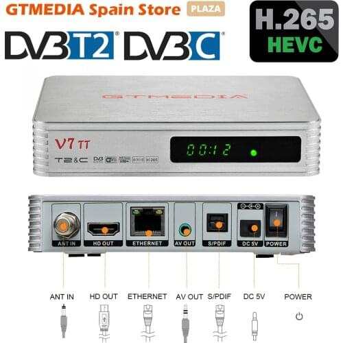 Original GTMEDIA V7 TT Terrestrial TV Receiver DVB-T/T2 DVB-C Decoder H.265 HEVC 10bit Tuner With USB Wifi YouTuBe Italy Portual