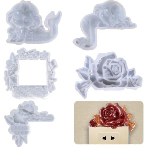 Switch Panel Decoration Crystal Epoxy Mold Flower Mermaid Silicone Resin Mould Home Decoration Crafts Making Tools