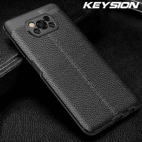 KEYSION Shockproof Case for Xiaomi POCO X3 NFC luxury Leather Soft Silicone Phone Back Cover for POCO X3 Pro F3 F2 Pro X2 M3 Pro