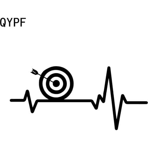 QYPF 15.7*7.3CM Heart Beat Line ARCHERY Bow Target Bullseye Decor Car Modelling Sticker Vinyl Accessories Bumper Window C16-1650