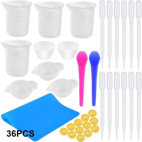 DIY Crystal Epoxy Dispensing Mixing Stirrer Dropper Measuring Cup Crafts Making Tool Kit Material Pack Silicone Resin Kit